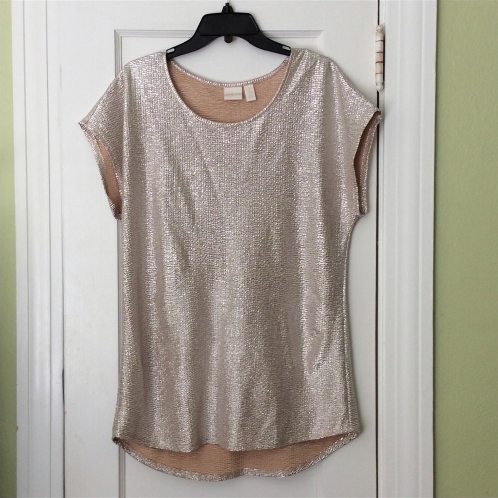 Chicos 2 xl Silver Shimmery tunic top